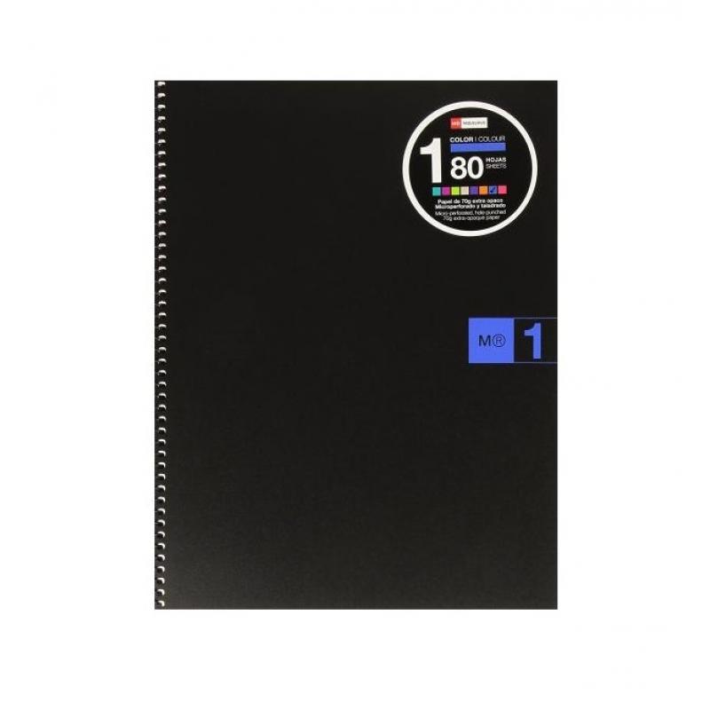 Miquel Rius Notebook1 Cuaderno de Espiral Formato A4 - 80 Hojas Microperforadas con 4 Taladros - Cuadricula 5x5 - Banda de las H