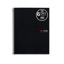 Miquel Rius Notebook6 Cuaderno de Espiral Formato A4 - 150 Hojas de 70gr Microperforadas con 2 Taladros - Cubiertas de Polipropi