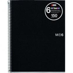 Miquel Rius Notebook6 Cuaderno de Espiral Formato A5 - 150 Hojas de 70gr Microperforadas con 2 Taladros - Cubiertas de Polipropi