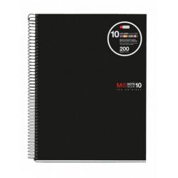 Miquel Rius Notebook10 Cuaderno de Espiral Formato A4 - 200 Hojas de 70gr Microperforadas con 4 Taladros - Cubiertas de Poliprop