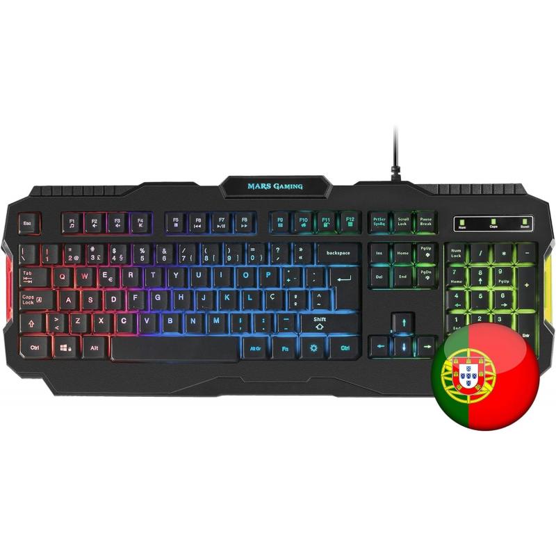 Mars Gaming MRK0 Teclado Gaming RGB Rainbow 9 Colores 15 Teclas de Funcion - 560x199x32mm - Retroiluminacion Multicolor, Capacid