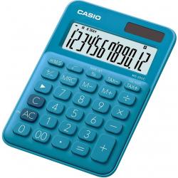 Casio MS-20UC Calculadora de Sobremesa Pequeña - Pantalla LCD de 12 Digitos - Alimentacion Solar y Pilas - Color Azul
