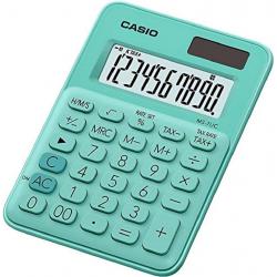 Casio MS-7UC Calculadora de Escritorio - Tecla Doble Cero - Pantalla LCD de 10 Digitos - Solar y Pilas - Color Verde