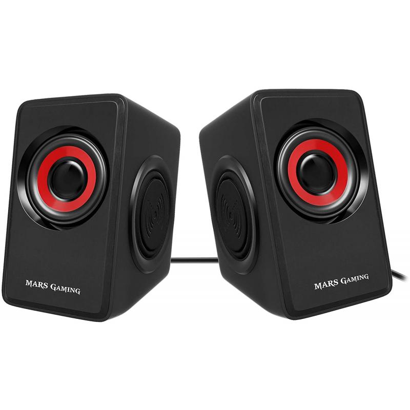 Mars Gaming MS1 Altavoces 2.0 10W USB, Jack 3.5mm - 6 Drivers de Sonido: 2 Activos y 4 Pasivos - Control de Volumen