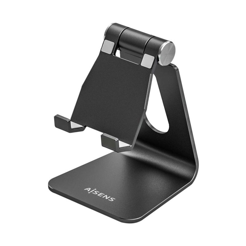 Aisens Soporte de Sobremesa Tamaño M Ajustable (1 Pivote) para Movil / Tablet - Color Negro