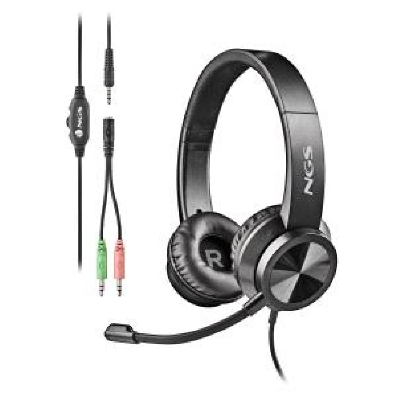 NGS MSX 11 Pro Auriculares con Microfono Flexible - Diadema Ajustable - Almohadillas Acolchadas - Control en Cable - Cable de 1.