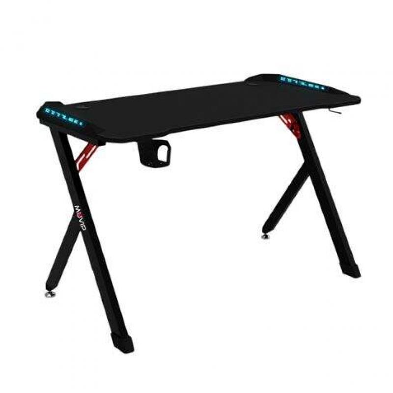 Muvip PRO1200 Mesa Gaming Fibra de Carbono con Luz RGB - Solida - Gran Superficie - Portavasos - Gancho para Auriculares - Medid