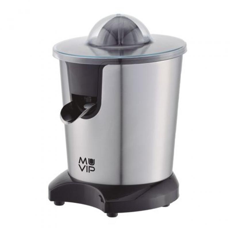 Muvip Exprimidor Electrico Inox 600W - Cuerpo y Filtro de Acero Inoxidable - Sistema Antigoteo - 2 Tamaños de Conos