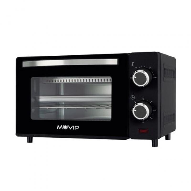 Muvip Horno de Sobremesa 650W 10L - Regulador de Temperatura 100º - 230º - Puerta de Cristal Templado - Cuerpo de Acero Inoxidab