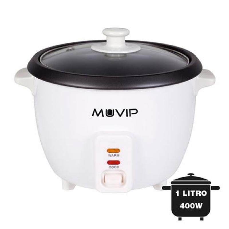 Muvip Arrocera - Capacidad 1 Litro - Potencia 400W - Sistema de Coccion y Calentamiento - Recipiente Interior Antiadherente - Ta