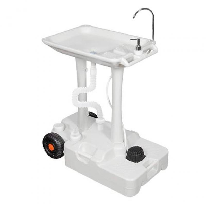 Muvip Carrito de Lavabo Portatil - Capacidad 30 Litros - Diseño de Montaje Rapido - Incorpora Colgador para Toalla - Color Blanc