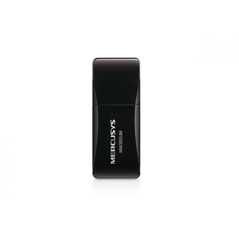 Mercusys N300 Mini Adaptador Inalambrico USB 2.0 - Hasta 300Mbps - Color Negro