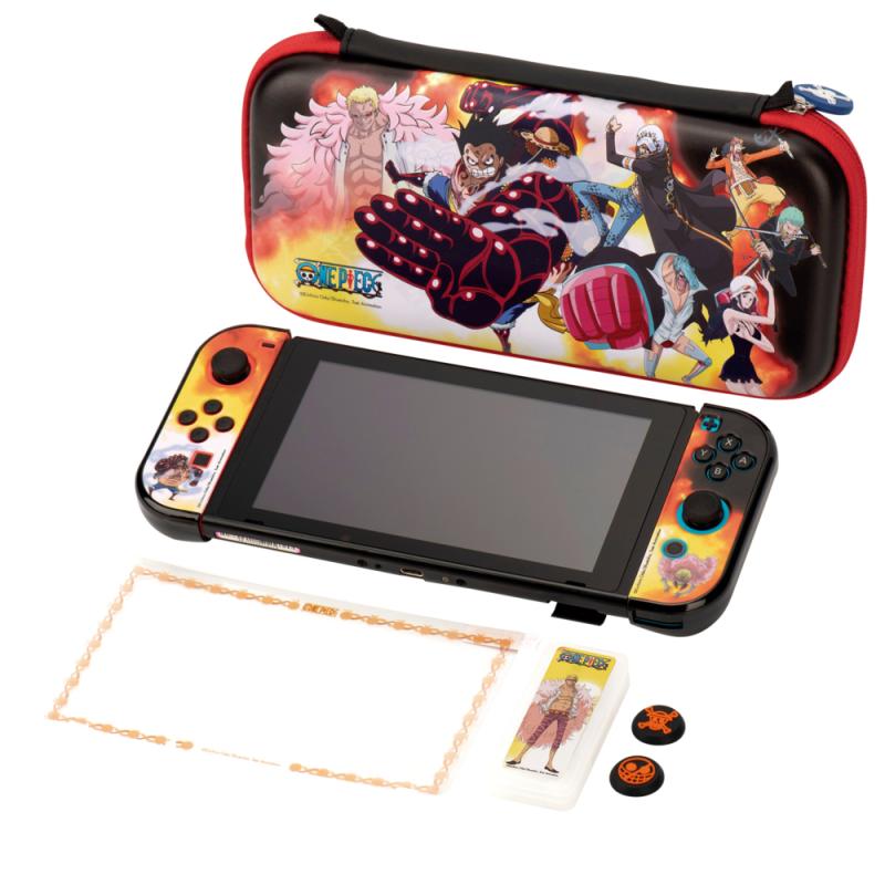 FR-TEC Estuche con Foam para Nintendo Switch One Piece Full Pack Dressrosa + Carcasa para Joycon + Grips Antideslizantes + Prote