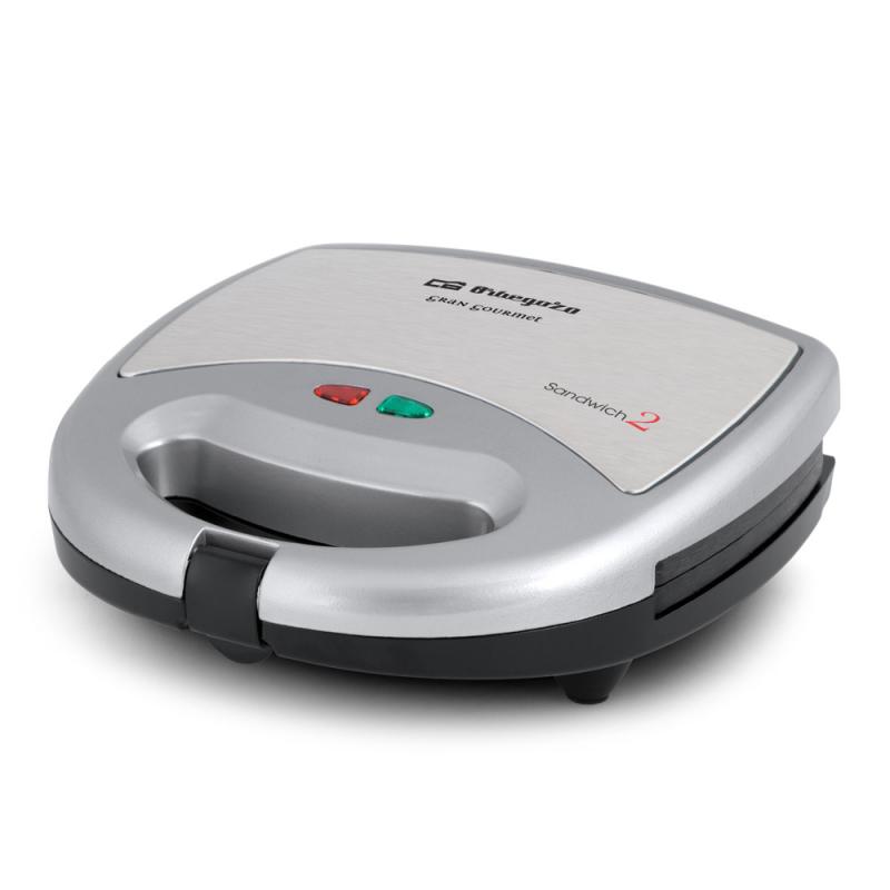 Orbegozo SW 6000 Sandwichera Compacta - para 2 Sandwiches - Revestimiento Antiadherente - Control de Temperatura - Potencia 800W