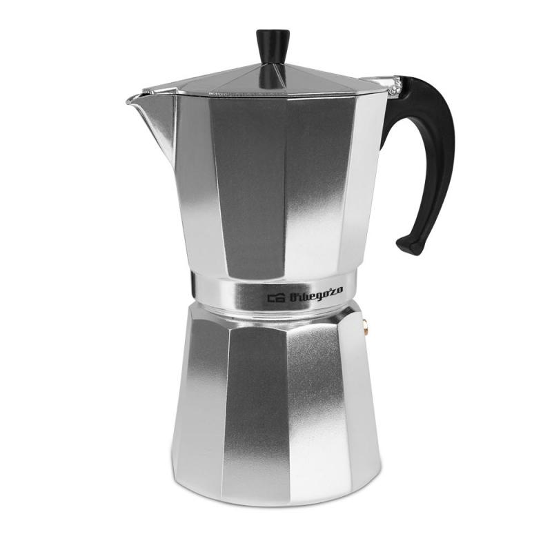 Orbegozo KF 1200 Cafetera Italiana de Aluminio Prepara 12 Tazas de Cafe Aromatico y Exquisito Mango Ergonomico - Valvula de Segu