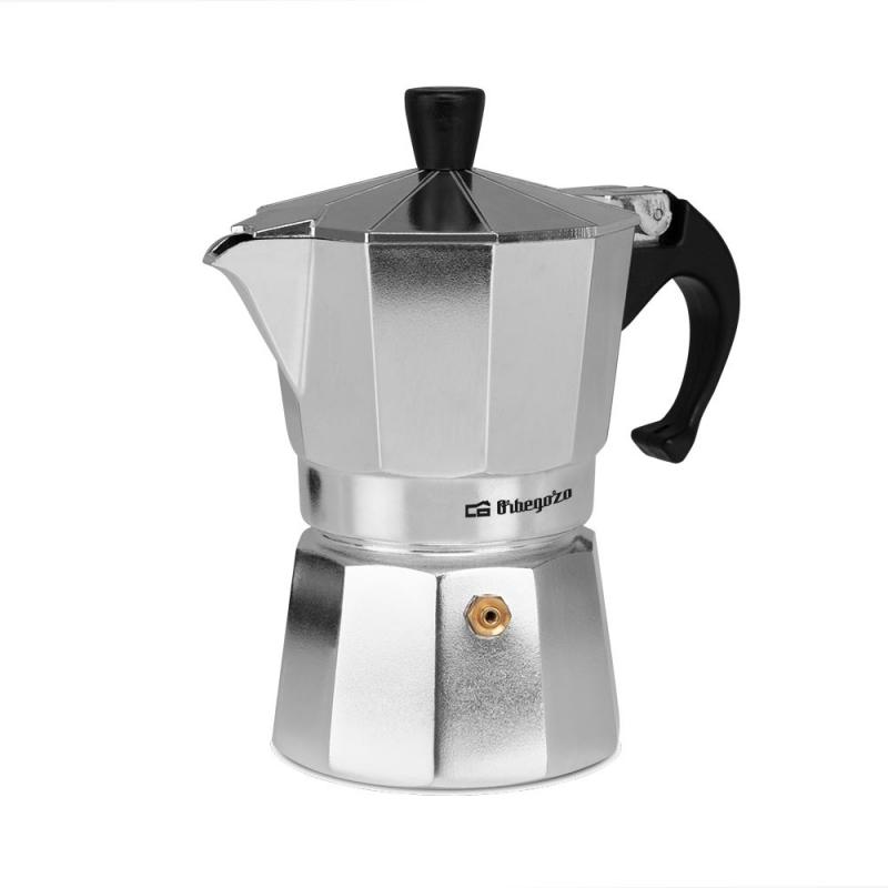 Orbegozo KF 300 Cafetera de Aluminio para 3 Tazas - Prepara Cafe Delicioso en Minutos en Cualquier Cocina - Mango Ergonomico y V