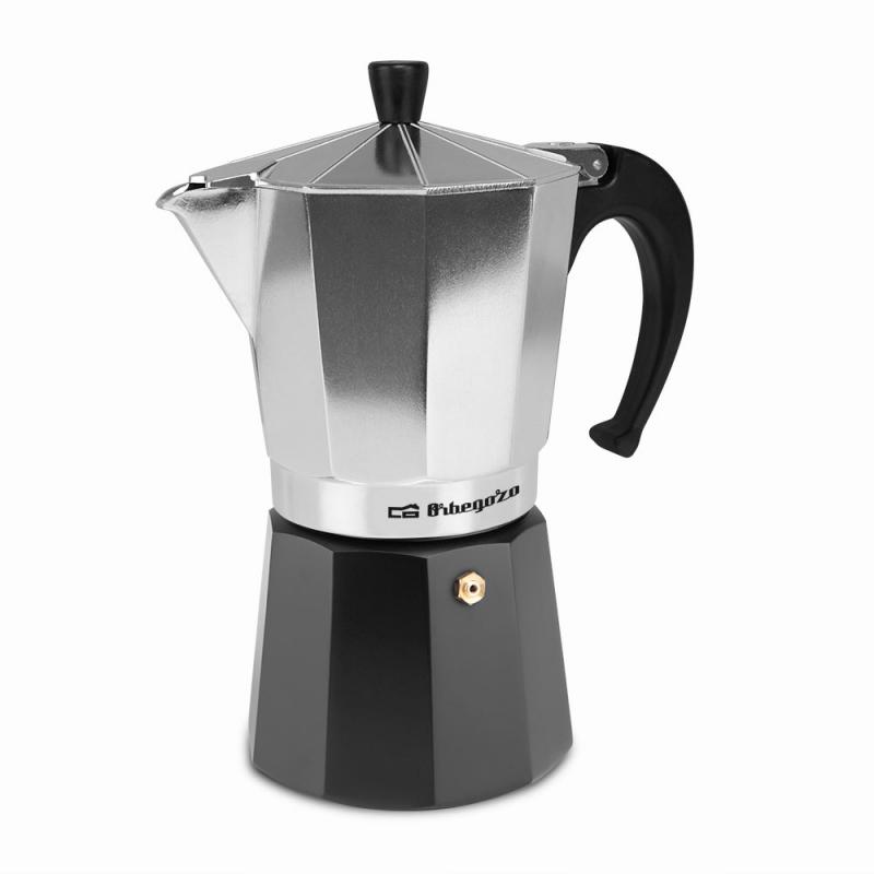 Orbegozo KFM 930 Cafetera de Aluminio Aromas en Familia - Capacidad para 9 Tazas - Utilizable en Cocinas a Gas - Electricas y Vi