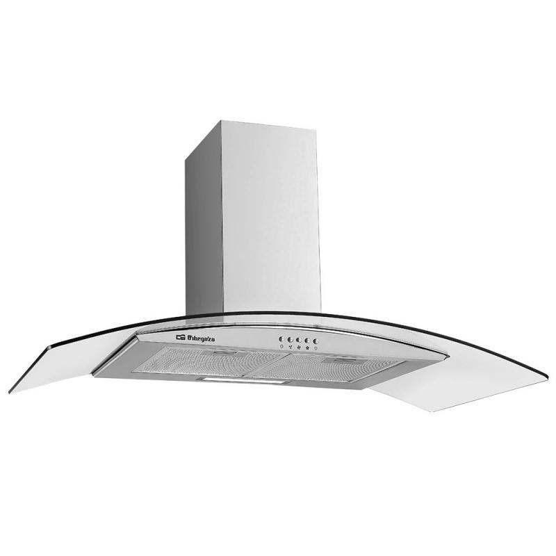 Orbegozo DS 60190 IN Campana Extractora Decorativa Compacta - Potente Motor de 100W - Filtros de Aluminio Desmontables - Luz LED