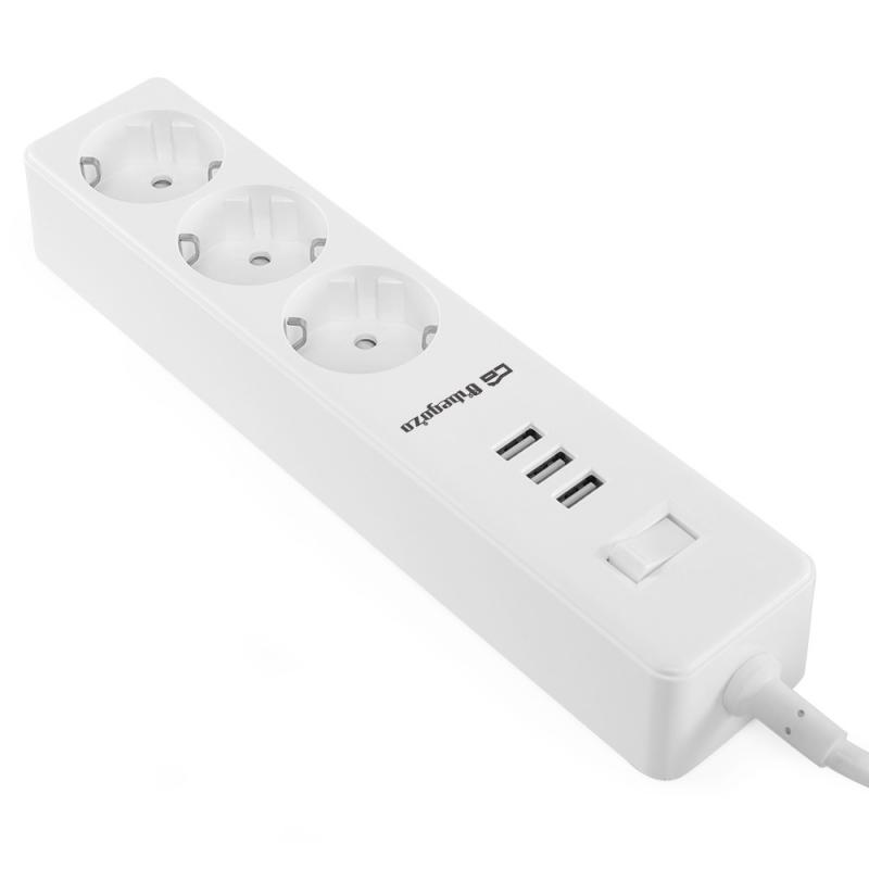 Orbegozo Regleta 3 Enchufes VDE y 3 USB - Conexion para 6 Dispositivos - Proteccion contra Sobrecarga - Ideal para Viajes - Inte