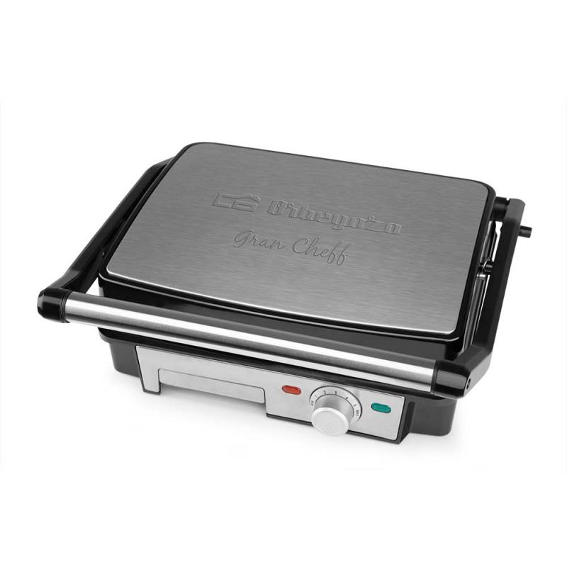 Orbegozo 4570 Grill Multifuncional - Cocina sin Aceite con Potencia de 2200W - Superficie Antiadherente y Placas Abatibles 180º 