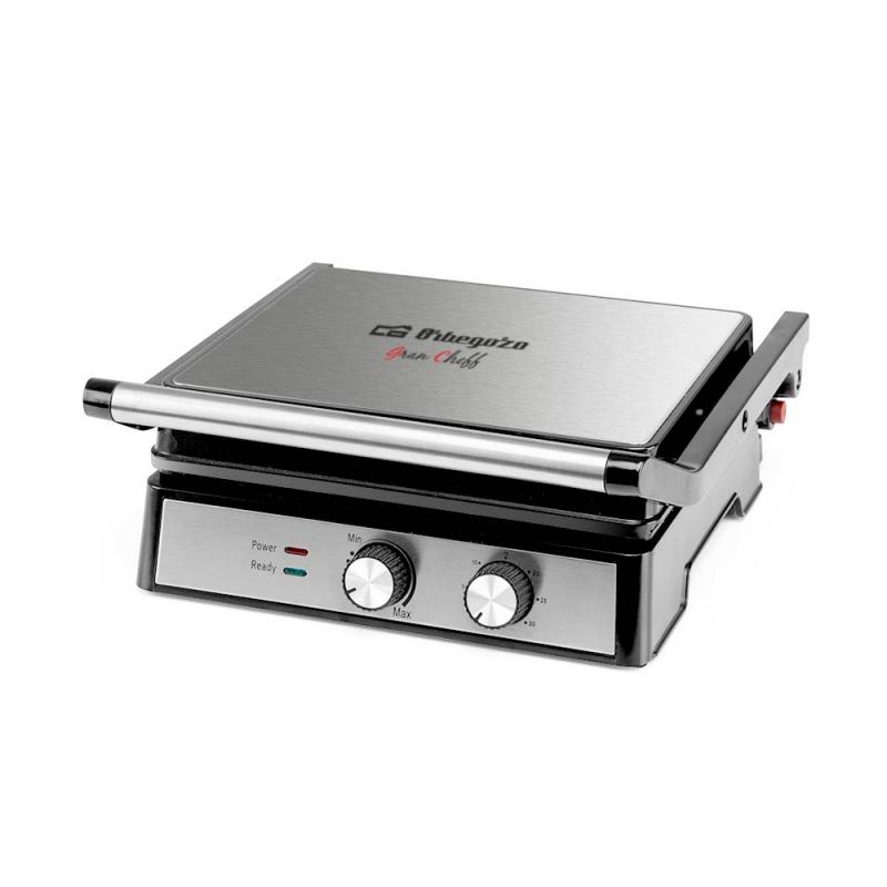 Orbegozo 4580 Grill Multifuncion - Cocina sin Aceite con Potencia de 2000W - Amplia Superficie de Coccion Abatible - Antiadheren