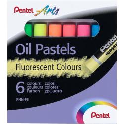 Pentel Oil Pastels Pack de 6 Pasteles Oleo Fluorescentes - Blandos, Cremosos y de Secado Lento - Colores Fluorescentes Surtidos
