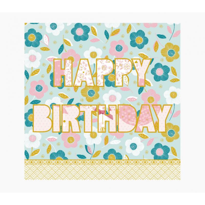 Pictura Tarjeta Arabesque - 16x16cm - Tematica Feliz Cumpleaños - Tarjeta Triptica sin Envoltorio - Incluido Sobre Blanco - Pape