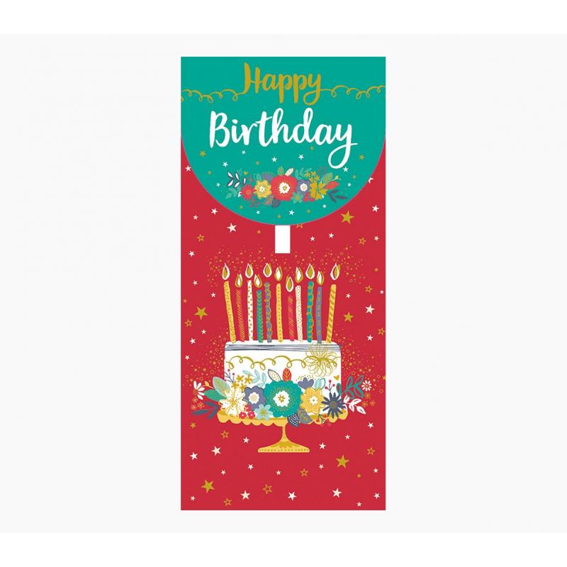 Pictura Tarjeta Money Cards - 9.6x21.3cm - Tematica Tarta de Cumpleaños - Embolsada Individualmente - Incluye Sobre Blanco - Pap