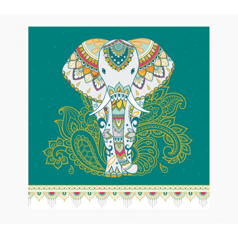 Pictura Tarjeta Arabesque - 16x16cm - Tematica Elefante - Tarjeta Triptica sin Envoltorio - Incluido Sobre Blanco - Papel con Ce