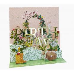 Pictura Tarjeta 3D Pop-Up - 16x16cm - Tematica Invernadero - Embolsada Individualmente - Incluye Sobre Blanco - Papel con Certif