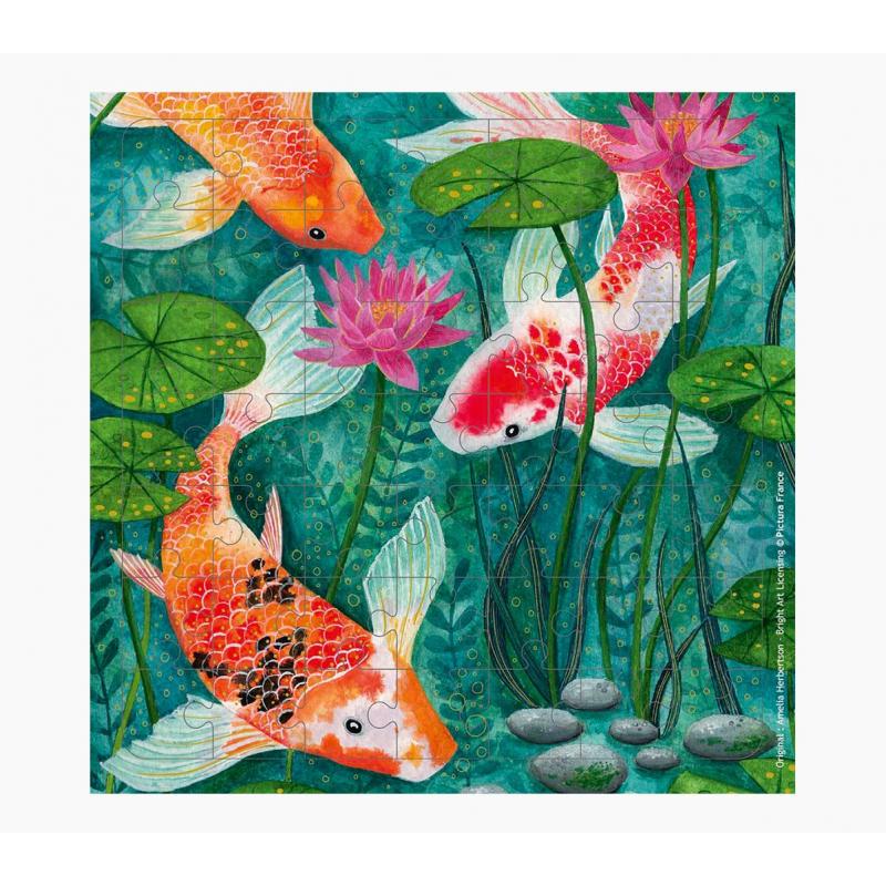 Pictura Tarjeta Puzzle - Tematica Carpas Koi - Ideal para Regalar - 100x150mm - Diseño Colorido y Llamativo - Divertido y Entret