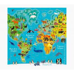 Pictura Tarjeta Puzzle - 15.5x15.5cm - Tematica Mapa del Mundo - 25 Piezas - Incluye Tarjeta Plegada y Sobre Blanco - Certificac