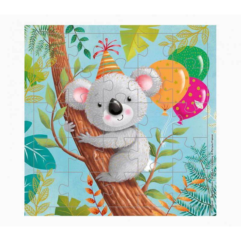 Pictura Tarjeta Puzzle - 15.5x15.5cm - Tematica Koala - 25 Piezas - Incluye Sobre Blanco - Certificacion FSC