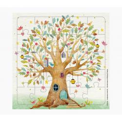 Pictura Tarjeta Puzzle - 15.5x15.5cm - Tematica Arbol Casa - 25 Piezas - Incluye Tarjeta Plegada y Sobre Blanco - Certificacion 