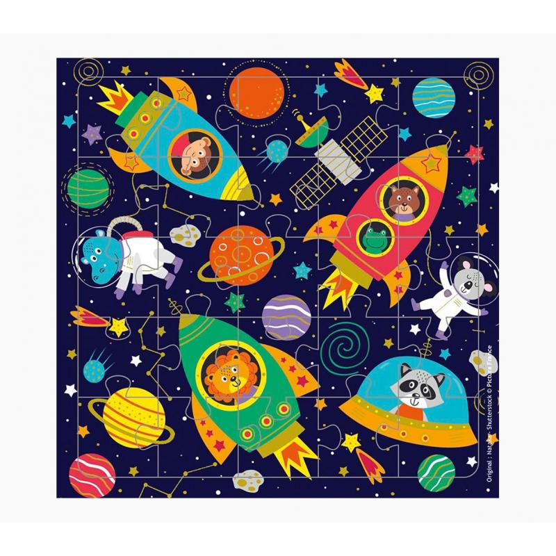 Pictura Tarjeta Puzzle - 15.5x15.5cm - Tematica del Espacio - 25 Piezas - Incluye Tarjeta Plegada y Sobre Blanco - Embolsada en 