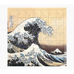 Pictura Tarjeta Puzzle - 15.5x15.5cm - Tematica La Gran Ola de Kanagawa - 49 Piezas - Incluye Tarjeta Plegada y Sobre Blanco - C