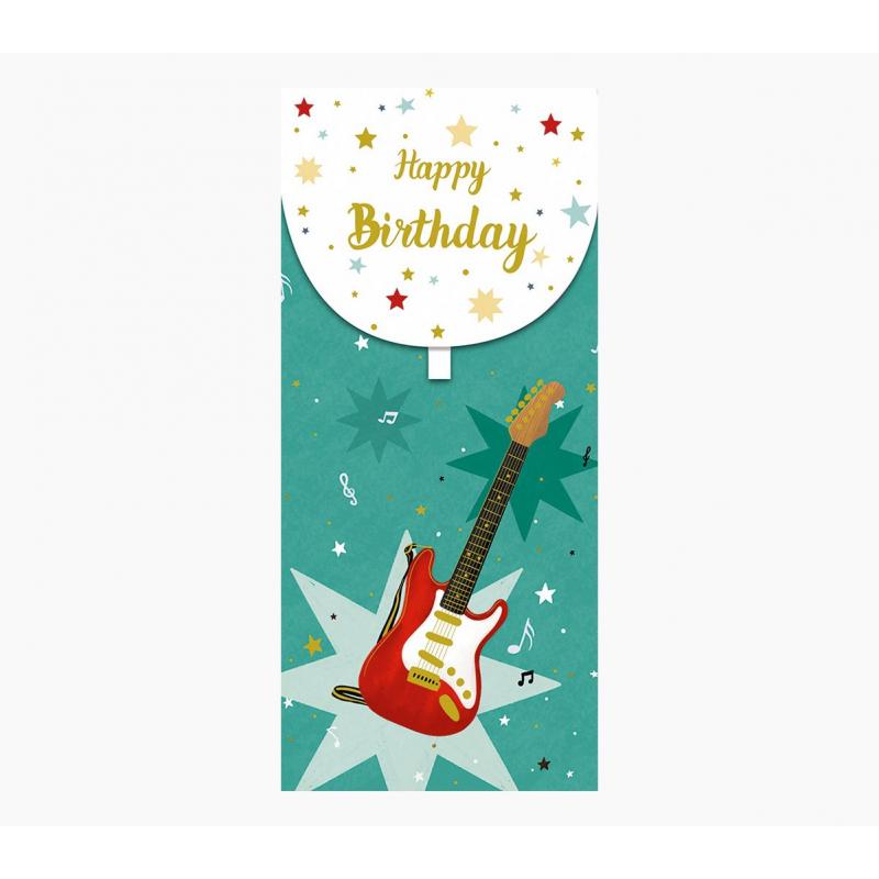 Pictura Tarjeta Money Cards - Tarjeta de Regalo Vertical - Tematica Guitarra - 9.6x21.3cm - Embolsada Individualmente en Celofan