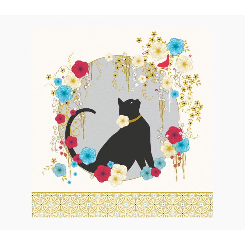 Pictura Tarjeta Arabesque - 16x16cm - Tematica Gato Negro - Tarjeta Triptica sin Envoltorio - Incluido Sobre Blanco - Papel con 