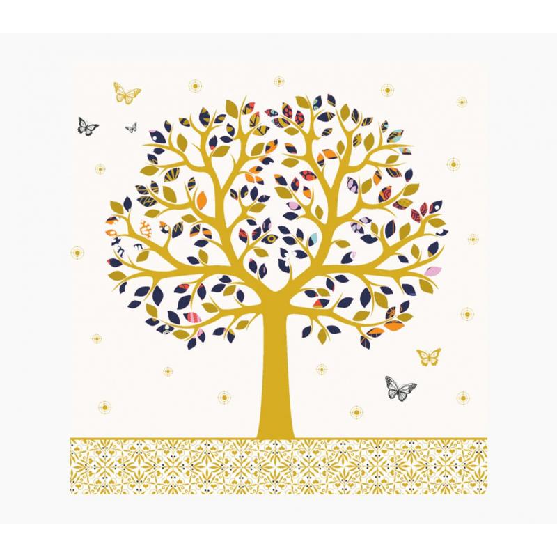 Pictura Tarjeta Arabesque - 16x16cm - Tematica de Arboles - Tarjeta Triptica sin Envoltorio - Incluye Sobre Blanco - Papel con C