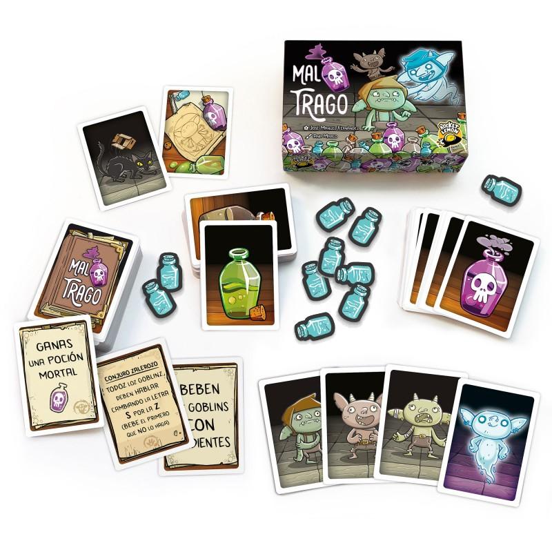 Mal Trago ¡Brujas, Pociones y muchos Goblins! Juego de Cartas - Tematica Brujas y Pociones - De 4 a 10 Jugadores - A partir de 8