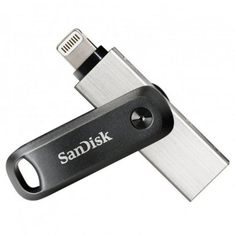 Sandisk IXpand Go Memoria USB 3.0 y Lightning 64GB - Diseño Metalico/Plastico - Color Acero/Negro (Pendrive)