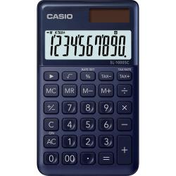 Casio SL-1000SC Calculadora de Bolsillo - Pantalla Extragrande de 10 Digitos - Alimentacion Solar y Pilas - Color Azul Oscuro