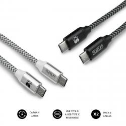 Subblim Pack de Cables USB C a USB C - 1m - Carga Rapida hasta 5V/30A - Sincronizacion de Datos hasta 5Gbps - Fibra de Nailon Re