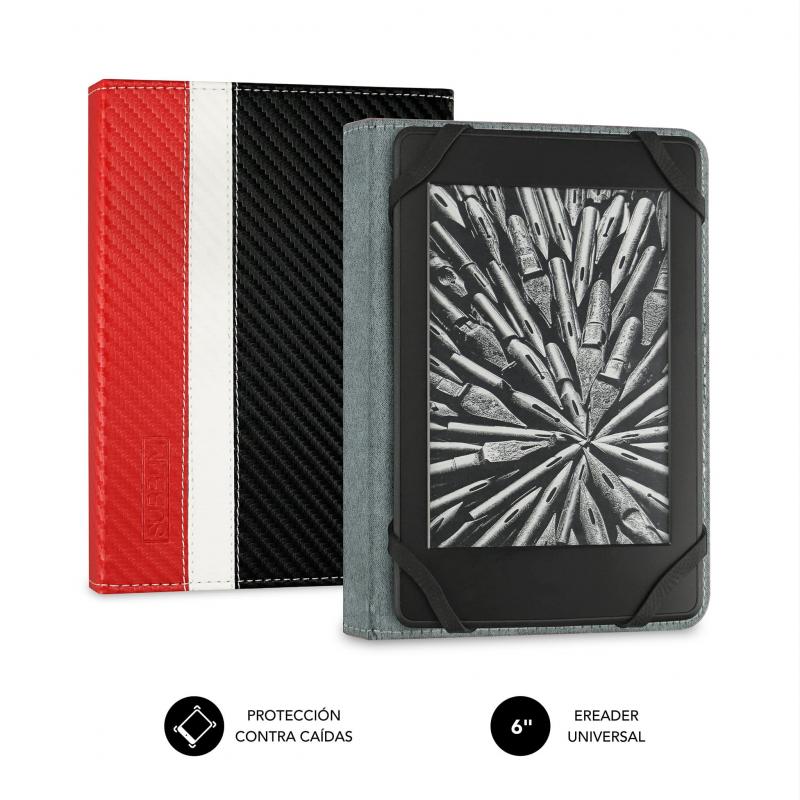 Subblim Funda Ereader 6" Proteccion Ligera - Combinacion de Colores Elegante - Resistente Fibra de Carbono - Interior Aterciopel