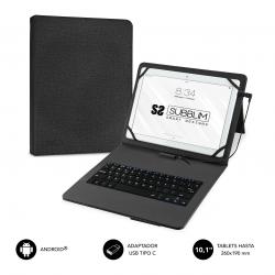 Subblim Keytab Pro USB - Teclado con Funda Universal para Tablets - Comodidad y Flexibilidad al Escribir - Angulo Ideal para Esc