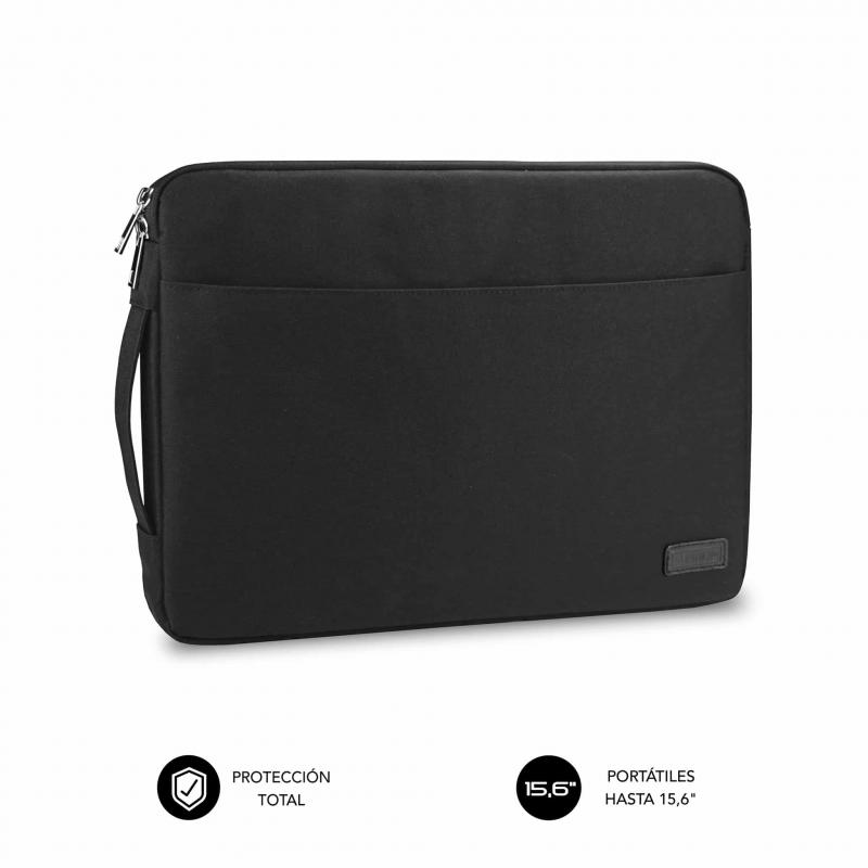 Subblim Funda Urban 15,6" - Proteccion Elegante y Funcional - Tela de Poliester 600D - Interior Acolchado de Foam - Color Negro