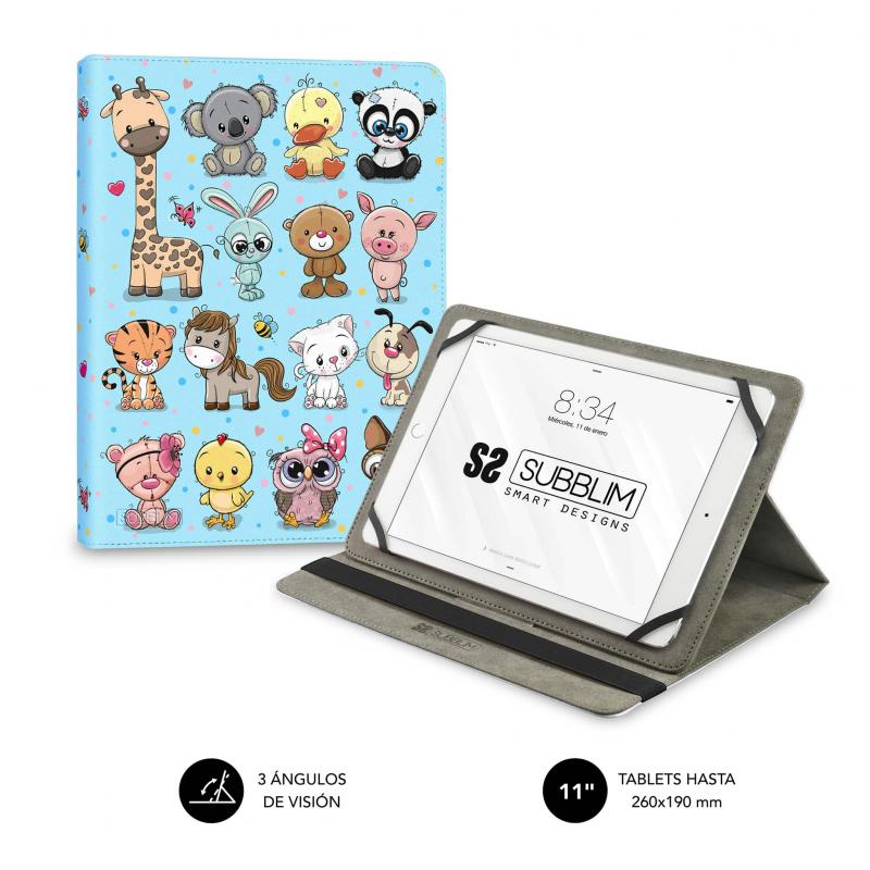 Subblim Trendy Case Funda Universal para Tablet - Diseño de Animales - Acabado en PU - Soporte Antideslizante - Compatible con T