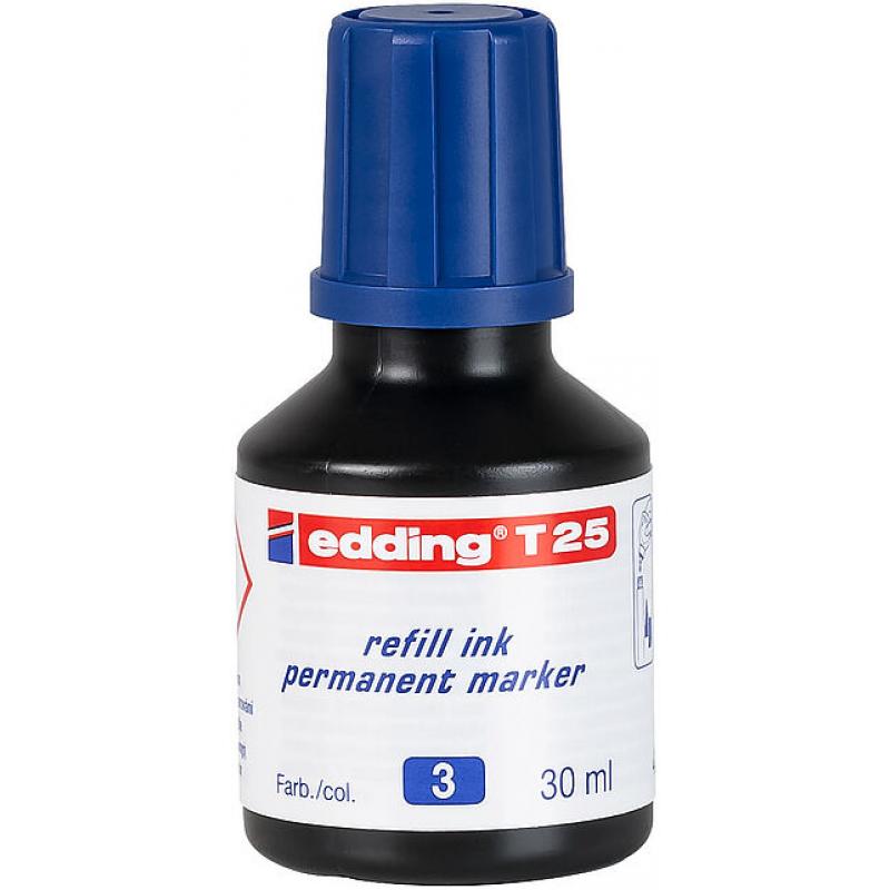 Edding T25 Bote de Recarga para Rotulador Permanente - Capacidad 30ml - Color Azul