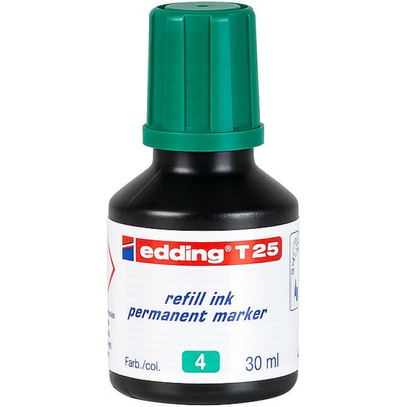 Edding T25 Bote de Recarga para Rotulador Permanente - Capacidad 30ml - Color Verde