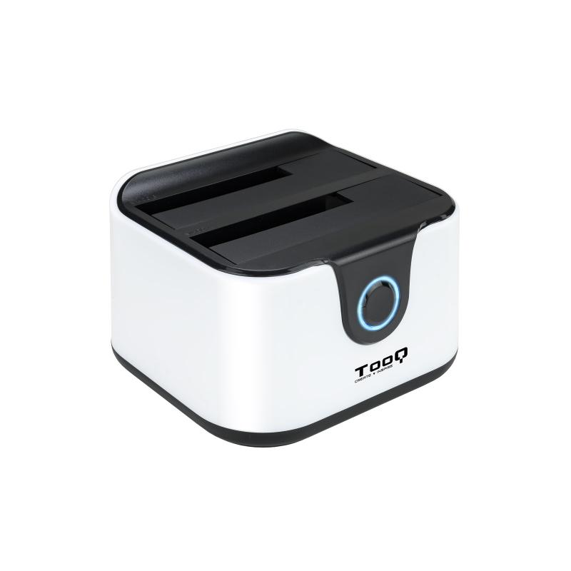 Tooq Docking Station USB 3.0 - HDD/SSD 2.5", 3.5" SATA I,II,III - Boton de Clonacion - Copia de Seguridad - Color Blanco/Negro